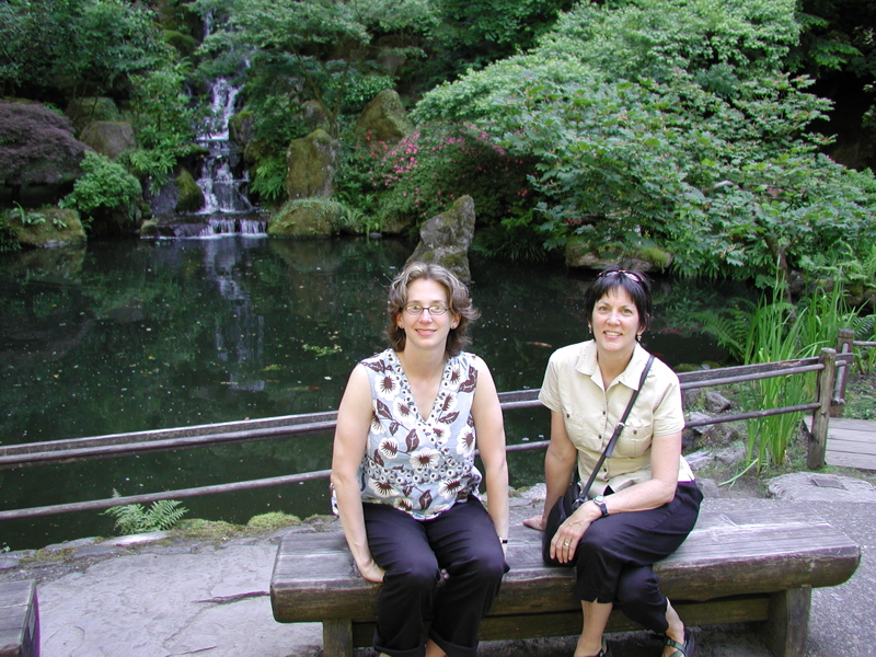Megan and Kathy at Japanese Garden in Portland